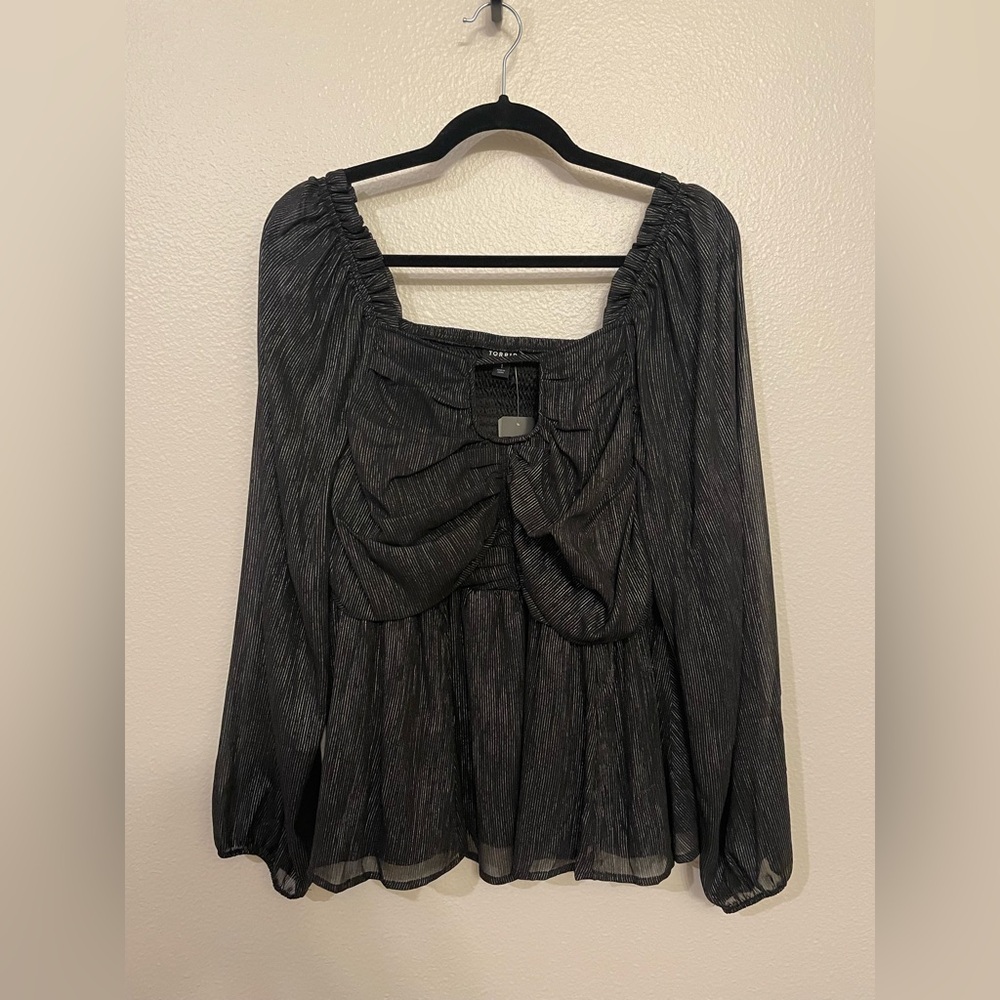 Torrid Black and Silver Shimmer Blouse